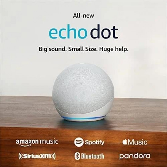 Преносима смарт тонколона Amazon Echo Dot 5, Гласов асистент, Alexa, Бял Преносима смарт тонколона Amazon Echo Dot 5, Гласов асистент, Alexa, Бял