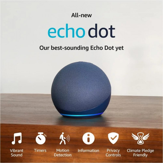 Преносима смарт тонколона Amazon Echo Dot 5, Гласов асистент, Alexa, Тъмносин Преносима смарт тонколона Amazon Echo Dot 5, Гласов асистент, Alexa, Тъмносин