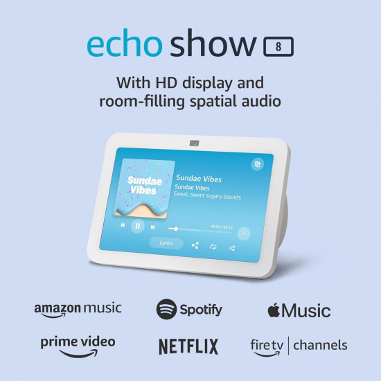 Смарт тонколона Amazon Echo Show 8 (Gen 3), Сензорен екран, Гласов асистент, Бял Смарт тонколона Amazon Echo Show 8 (Gen 3), Сензорен екран, Гласов асистент, Бял