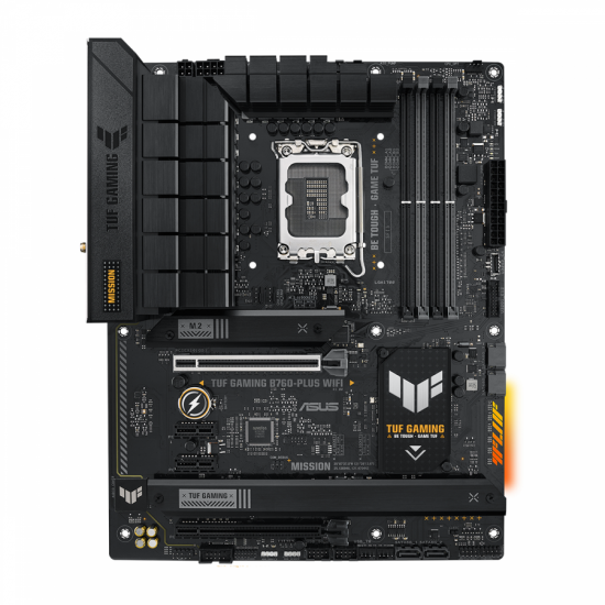 Дънна платка ASUS TUF GAMING B760-PLUS WIFI DDR5, LGA 1700 ATX, 4x DDR5, PCIe 5.0, WiFi 6, Aura Sync RGB Дънна платка ASUS TUF GAMING B760-PLUS WIFI DDR5, LGA 1700 ATX, 4x DDR5, PCIe 5.0, WiFi 6, Aura Sync RGB