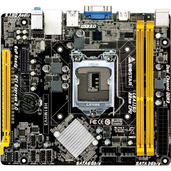 Дънна платка BIOSTAR H81MHV3, Intel H81, sock. 1150, Ver 7.3 Дънна платка BIOSTAR H81MHV3, Intel H81, sock. 1150, Ver 7.3
