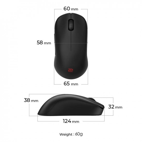 Геймърска безжична мишка ZOWIE U2, 2.4G, Черна