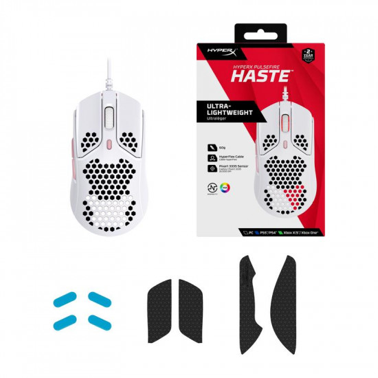 Геймърска мишка HyperX Pulsefire Haste, RGB, USB 2.0, Бял/Розов Геймърска мишка HyperX Pulsefire Haste, RGB, USB 2.0, Бял/Розов