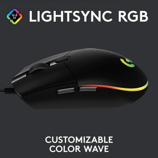 Геймърска мишка Logitech G203, Оптична (8000 dpi), USB, RGB, Черна Геймърска мишка Logitech G203, Оптична (8000 dpi), USB, RGB, Черна
