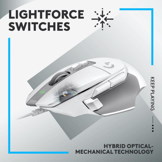 Геймърска мишка Logitech, G502 X, Оптична, Жична, USB, Бяла Геймърска мишка Logitech, G502 X, Оптична, Жична, USB, Бяла