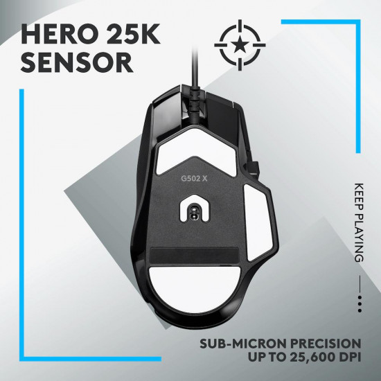 Геймърска мишка Logitech, G502 X, Оптична, Жична, USB, Черна Геймърска мишка Logitech, G502 X, Оптична, Жична, USB, Черна